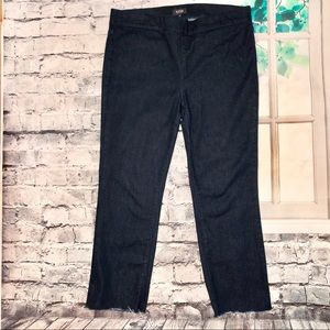 NYDJ dark wash frayed hem